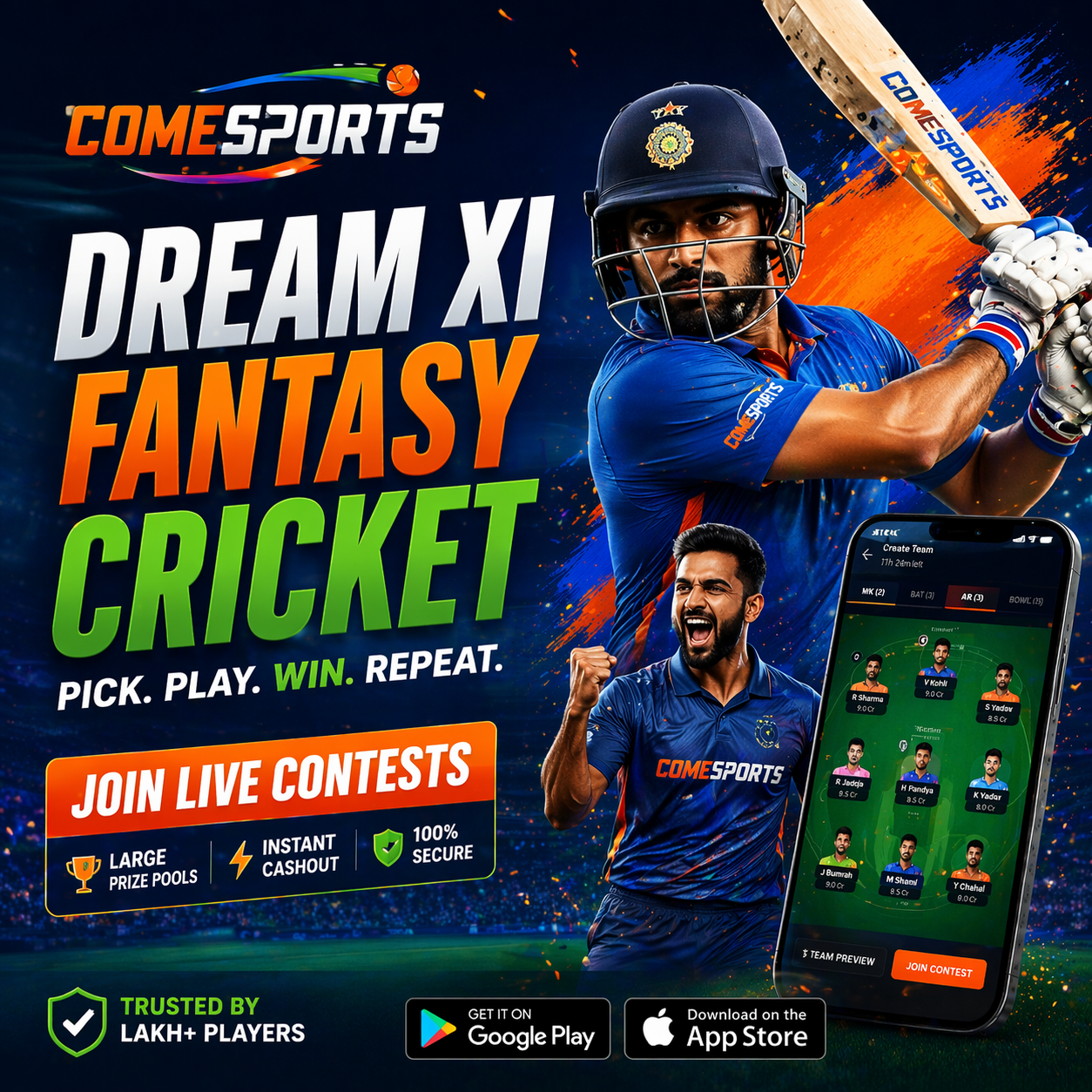 wickets11 fantasy cricket contest selection